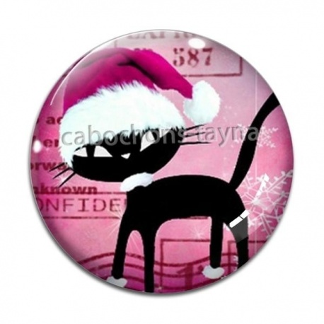 Cabochon Verre - chat de noël