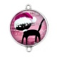 Connecteur Cabochon Argent - chat de noël