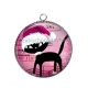 Pendentif Cabochon Argent - chat de noël