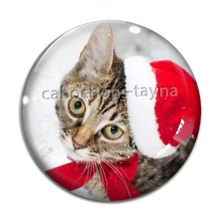 Cabochon Verre - chat de noël