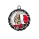 Pendentif Cabochon Argent - chat de noël