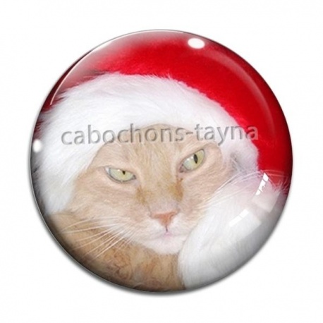 Cabochon Verre - chat de noël