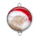 Connecteur Cabochon Argent - chat de noël
