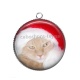 Pendentif Cabochon Argent - chat de noël