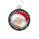 Pendentif Cabochon Argent - chat de noël