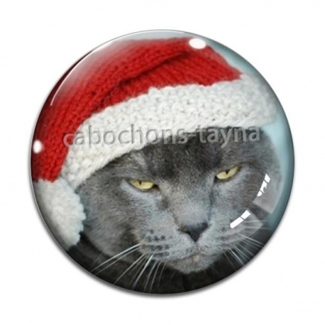 Cabochon Verre - chat de noël