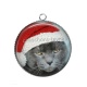 Pendentif Cabochon Argent - chat de noël