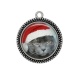 Pendentif Cabochon Argent - chat de noël