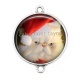 Connecteur Cabochon Argent - chat de noël