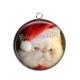 Pendentif Cabochon Argent - chat de noël