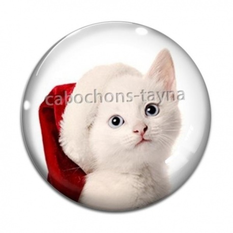 Cabochon Verre - chat de noël
