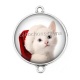 Connecteur Cabochon Argent - chat de noël