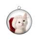 Pendentif Cabochon Argent - chat de noël