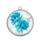 Pendentif Cabochon Argent - fleur bleue
