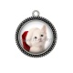 Pendentif Cabochon Argent - chat de noël