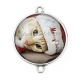 Connecteur Cabochon Argent - chat de noël