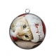 Pendentif Cabochon Argent - chat de noël