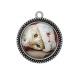 Pendentif Cabochon Argent - chat de noël