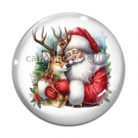 Cabochon Verre - père noël et le cerf