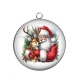Pendentif Cabochon Argent - père noël et le cerf