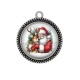 Pendentif Cabochon Argent - père noël et le cerf