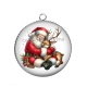 Pendentif Cabochon Argent - père noël et le cerf