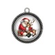 Pendentif Cabochon Argent - père noël et le cerf