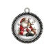 Pendentif Cabochon Argent - père noël et le cerf