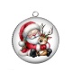 Pendentif Cabochon Argent - père noël et le cerf