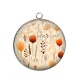 Pendentif Cabochon Argent - fleur feuille