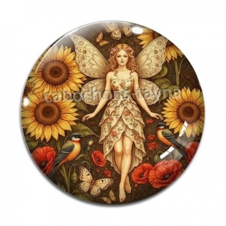 Cabochon Verre - fée tournesol