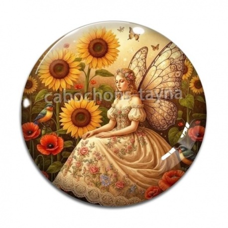 Cabochon Verre - fée tournesol