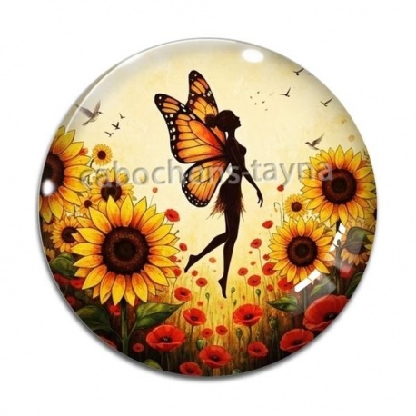 Cabochon Verre - fée tournesol