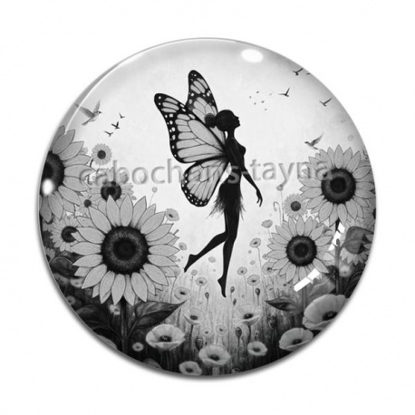 Cabochon Verre - fée tournesol