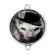Connecteur Cabochon Argent - Cabochon chat sphynx