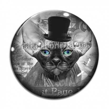 Cabochon Verre - Cabochon chat sphynx