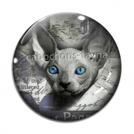 Cabochon Verre - Cabochon chat sphynx