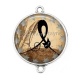 Connecteur Cabochon Argent - chat noir sheriff