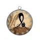 Pendentif Cabochon Argent - chat noir sheriff