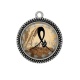 Pendentif Cabochon Argent - chat noir sheriff