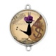 Connecteur Cabochon Argent - chat noir sheriff