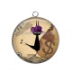 Pendentif Cabochon Argent - chat noir sheriff