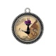 Pendentif Cabochon Argent - chat noir sheriff