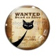Cabochon Verre - chat noir sheriff