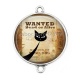 Connecteur Cabochon Argent - chat noir sheriff