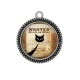 Pendentif Cabochon Argent - chat noir sheriff