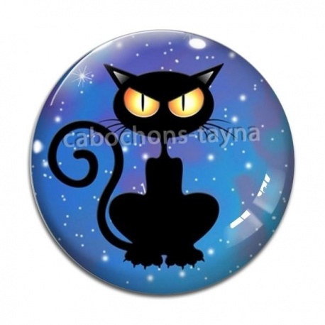 Cabochon Verre - chat noir