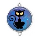 Connecteur Cabochon Argent - chat noir