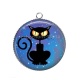 Pendentif Cabochon Argent - chat noir