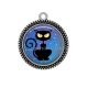 Pendentif Cabochon Argent - chat noir